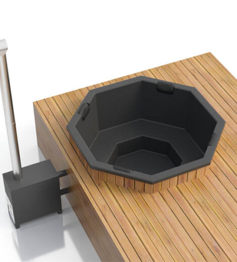 Einbau Badefass 6 Personen f&uuml;r Terrasse aus GFK 1,8&times;1,8m